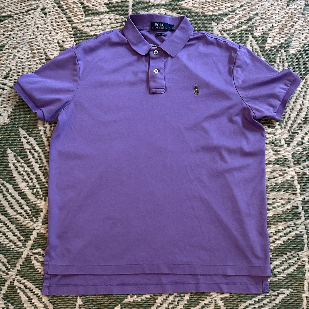 Polo Ralph Lauren Shirt Pima Soft Touch Mens Large Lavender Classic Flesh Pony